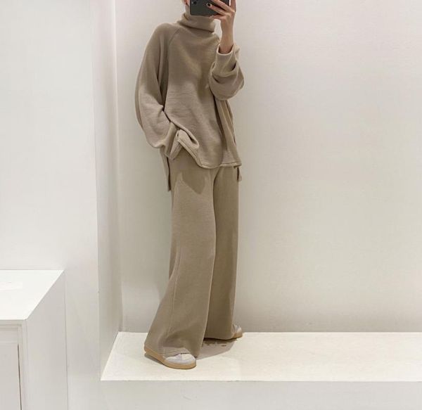women's two piece pants set pullover sweater tracksuit women high waist knit wide leg suit 2 winter 2021, White
women's two piece pants set pullover sweater tracksuit women high waist knit wide leg suit 2 winter 2021, White