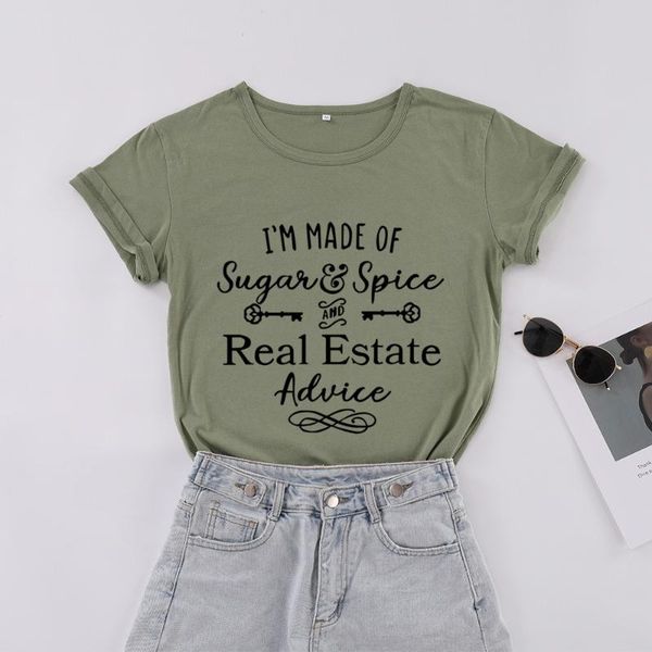 women's t-shirt i' made of sugar spice and real estate advice funny letter casual women lady shirt fashion cotton short sleeve te, White
women's t-shirt i' made of sugar spice and real estate advice funny letter casual women lady shirt fashion cotton short sleeve te, White