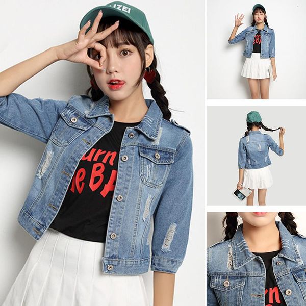 women's jackets spring and autumn denim jacket short slim four-sleeve long sleeve ripped large size, Black;brown
women's jackets spring and autumn denim jacket short slim four-sleeve long sleeve ripped large size, Black;brown