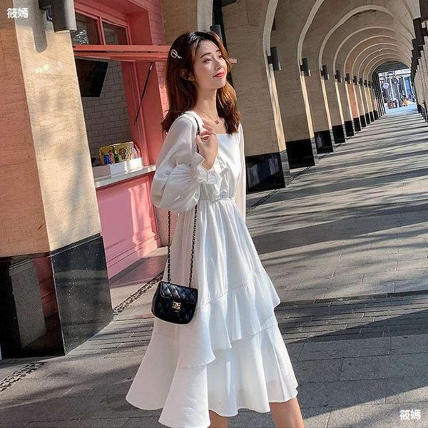 french platycodon grandiflorum femininity ruffle flared sleeve knee length skirt white first love fairy dress, Gray
french platycodon grandiflorum femininity ruffle flared sleeve knee length skirt white first love fairy dress, Gray