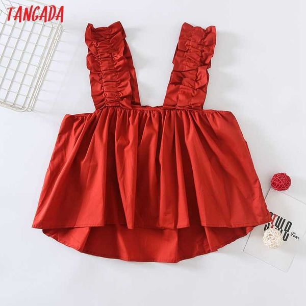 tangada summer women retro red ruffles crop shirt sleeveless summer chic female shirt 6h74 210609, White
tangada summer women retro red ruffles crop shirt sleeveless summer chic female shirt 6h74 210609, White