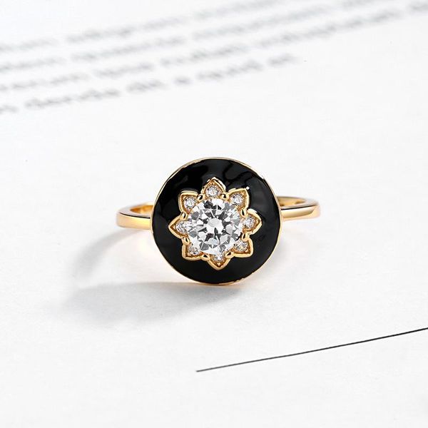 cluster rings leouerry 925 sterling silver black enamel craft ring original design adjustable zircon flower for women jewelry, Golden;silver
cluster rings leouerry 925 sterling silver black enamel craft ring original design adjustable zircon flower for women jewelry, Golden;silver