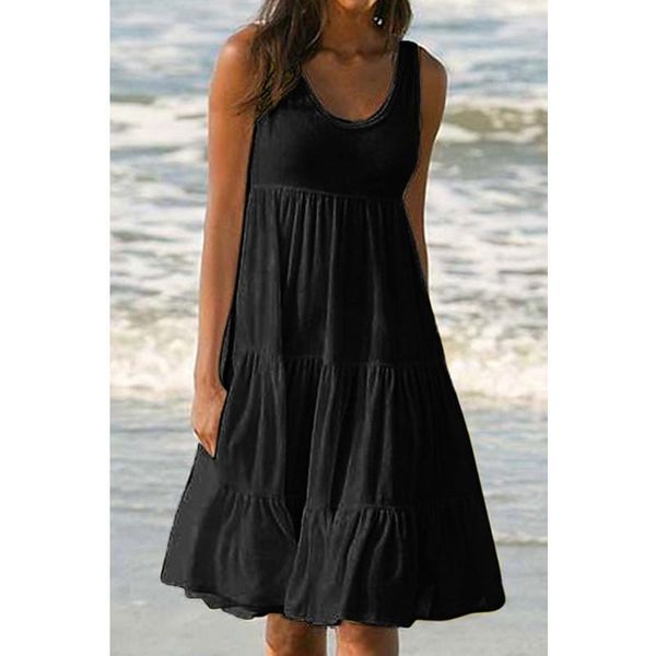 casual dresses summer dress women beach party o neck ruffle loose sundress ladies black scoop sleeveless smocked tank, Black;gray
casual dresses summer dress women beach party o neck ruffle loose sundress ladies black scoop sleeveless smocked tank, Black;gray