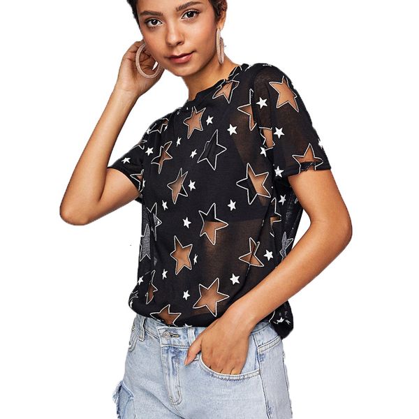 polo women will see casual loose tshirt starlike hollow off t-shirt transparent club female fashion, White
polo women will see casual loose tshirt starlike hollow off t-shirt transparent club female fashion, White
