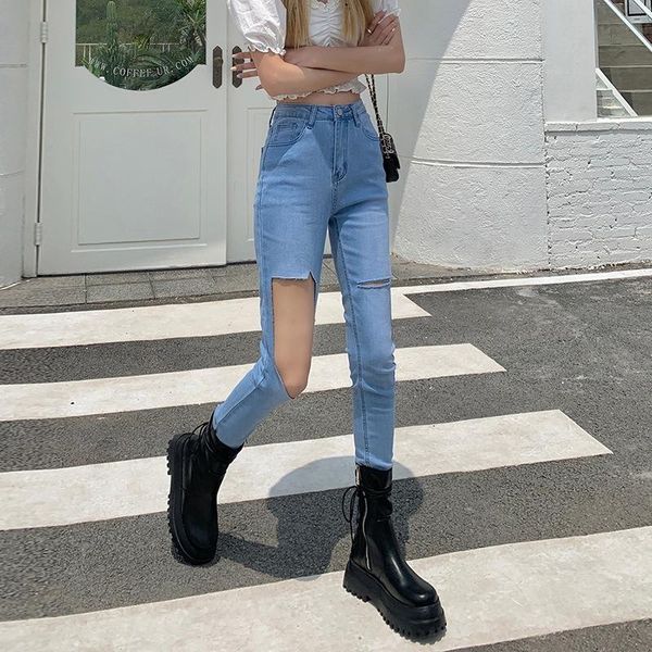 women's jeans donsignet 2021 summer korean version clothing high waist ripped stretch tight for women denim, Blue
women's jeans donsignet 2021 summer korean version clothing high waist ripped stretch tight for women denim, Blue