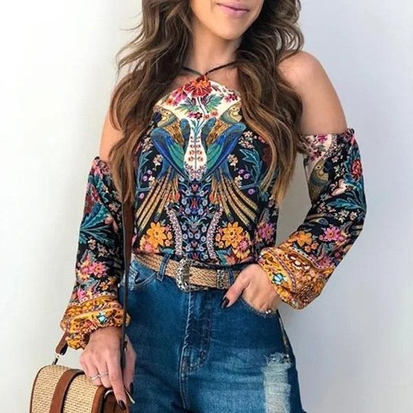 women's blouses & shirts off shoulder halter women blouse autumn fashion backless retro print long sleeve spring ladies elegant cas, White
women's blouses & shirts off shoulder halter women blouse autumn fashion backless retro print long sleeve spring ladies elegant cas, White