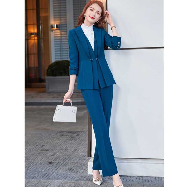 women's two piece pants 2021 high-end light luxury professional suit women korean fashion autumn and winter elegant business suits, White