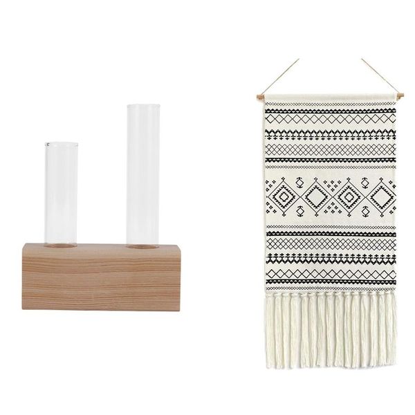 tapestries crystal glass test tube vase flowers plants hydroponic planter+ wooden stand decorated with macrame woven wall hanging
tapestries crystal glass test tube vase flowers plants hydroponic planter+ wooden stand decorated with macrame woven wall hanging