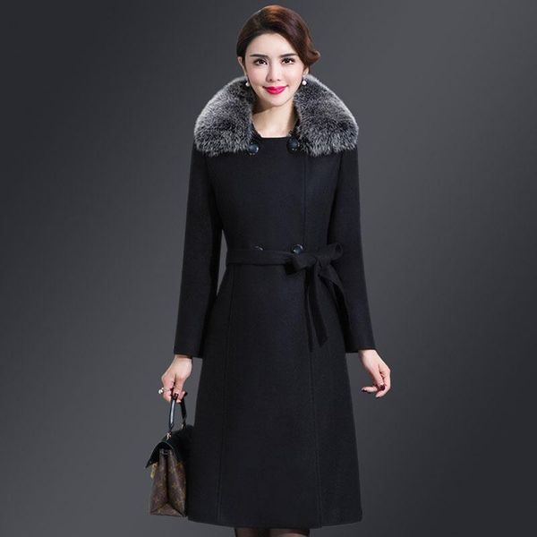 women's wool & blends middle-aged women autumn winter woolen coat pure color pocket mother mid-length female stitching double-breasted, Black
women's wool & blends middle-aged women autumn winter woolen coat pure color pocket mother mid-length female stitching double-breasted, Black