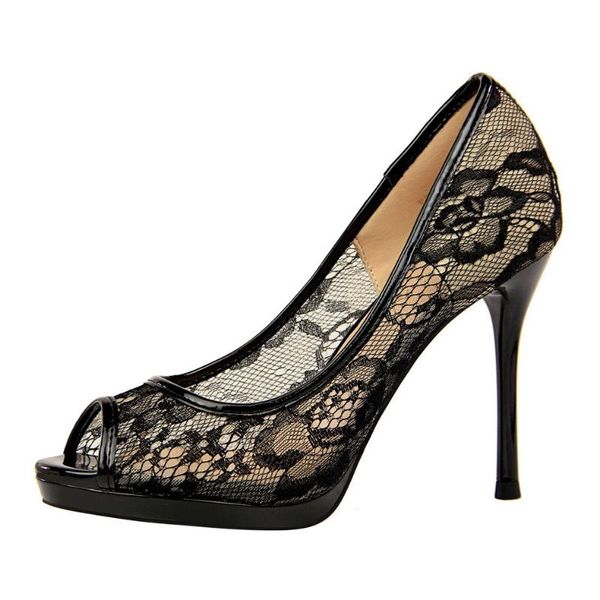 women's summer nightclub sandals super high-heeled waterproof netted openwork lace embroidery flowers fish mouth shoes, Black
women's summer nightclub sandals super high-heeled waterproof netted openwork lace embroidery flowers fish mouth shoes, Black