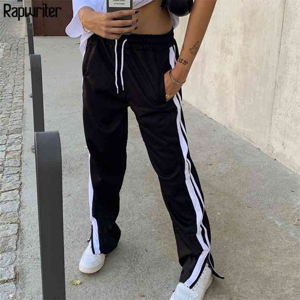 fashion side striped zipper drawstring black sweatpants women harajuku straight long trousers y2k pants capris streetwear 210510, Black;white
fashion side striped zipper drawstring black sweatpants women harajuku straight long trousers y2k pants capris streetwear 210510, Black;white
