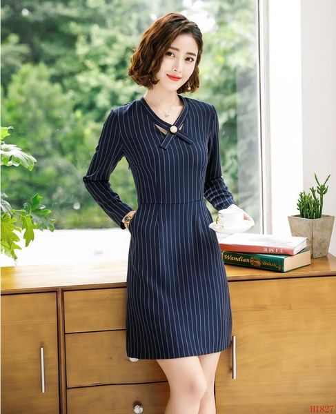 casual dresses fashion women work navy blue striped office ladies party dress long sleeve female ol styles, Black;gray
casual dresses fashion women work navy blue striped office ladies party dress long sleeve female ol styles, Black;gray