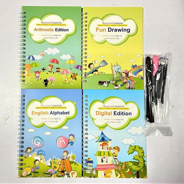 notepads 4 books learning english painting practice book reusable baby copybook for calligraphy writing kids lettering toy, Purple;pink
notepads 4 books learning english painting practice book reusable baby copybook for calligraphy writing kids lettering toy, Purple;pink