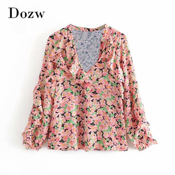 women floral print ruffles chiffon blouse chic long sleeve elegant ladies shirt loose v neck blusas mujer de moda 210414, White
women floral print ruffles chiffon blouse chic long sleeve elegant ladies shirt loose v neck blusas mujer de moda 210414, White