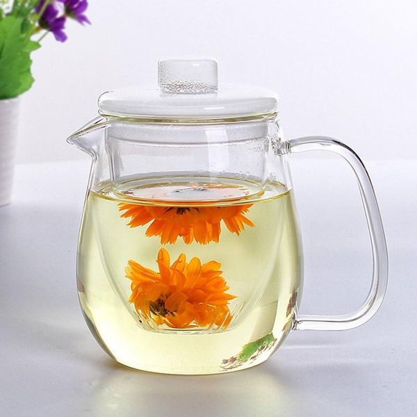 4sets/pack 600ml simple style glass teapot nordic flower coffee pot elegant cup wine glasses