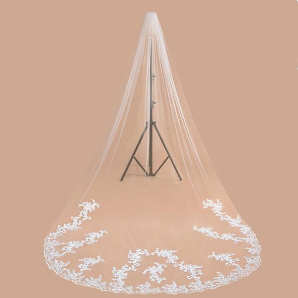 white ivory long tulle bridal veil velos de novia 3m lace edge cathedral veils with comb wedding accessories191m, Black
white ivory long tulle bridal veil velos de novia 3m lace edge cathedral veils with comb wedding accessories191m, Black