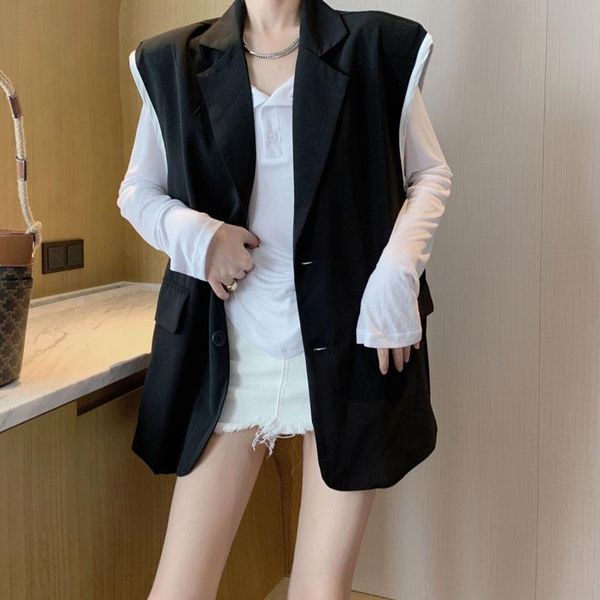 women's vests alien kitty 2021 autumn ladies black contrast color sleeveless blazer all-match loose long sleeve fashion white t-shirt, Black;white
women's vests alien kitty 2021 autumn ladies black contrast color sleeveless blazer all-match loose long sleeve fashion white t-shirt, Black;white