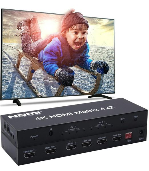 audio cables & connectors matrix 4x2 splitter switch 4 in 2 out video converter switcher adapter 4kx2k with edid optical remote controller c
audio cables & connectors matrix 4x2 splitter switch 4 in 2 out video converter switcher adapter 4kx2k with edid optical remote controller c