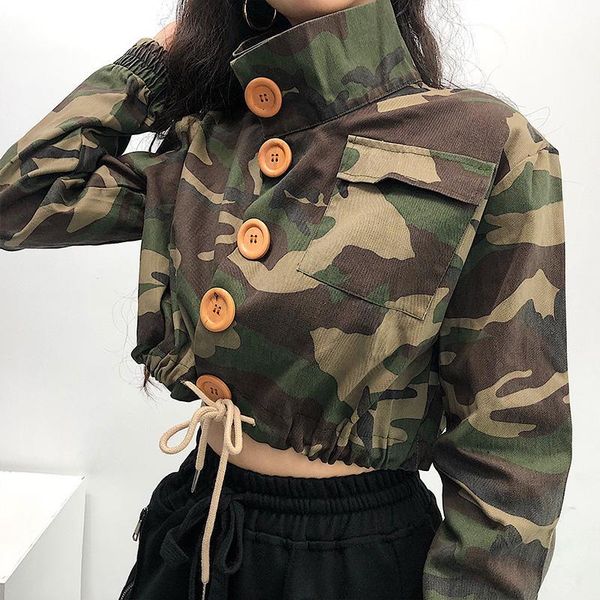 women's jackets europe turtleneck camouflage loose slim drawstring high waist short coat autumn womens jacket full sleeve x555, Black;brown
women's jackets europe turtleneck camouflage loose slim drawstring high waist short coat autumn womens jacket full sleeve x555, Black;brown
