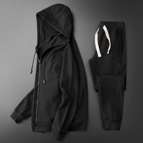 men's tracksuits fashion brand sweater suit spring and autumn two piece set hooded plus size cardigan jacket sports casual sweatpants, Gray 
men's tracksuits fashion brand sweater suit spring and autumn two piece set hooded plus size cardigan jacket sports casual sweatpants, Gray