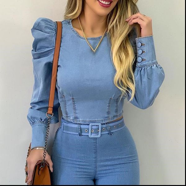 fashion spring autumn women shirts round neck puff sleeve corset long blue denim shirt, White
fashion spring autumn women shirts round neck puff sleeve corset long blue denim shirt, White