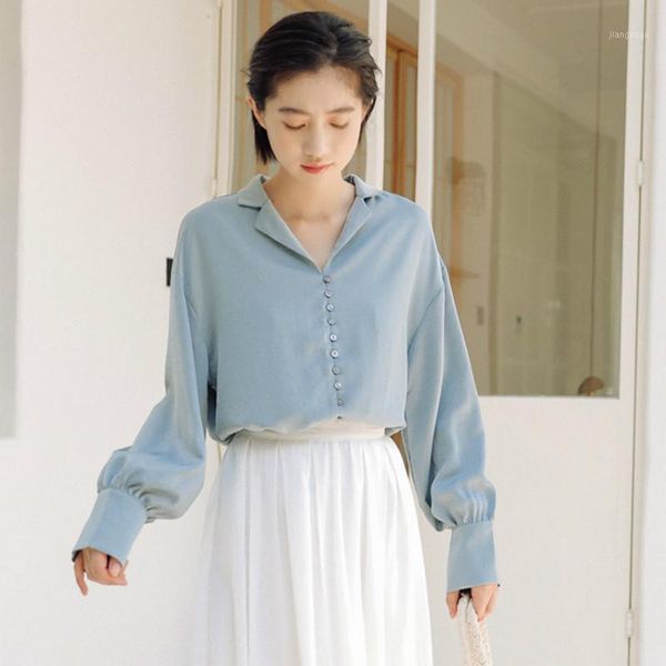 spring women shirts blouses korean elegant v-neck long sleeve loose blouse blue/white vintage women's &
spring women shirts blouses korean elegant v-neck long sleeve loose blouse blue/white vintage women's &