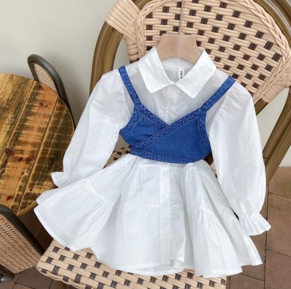 clothing sets 2021 girls 2 pcs set denim vest +dress spring cotton full sleeve fashion suits 2-7 years qs207, White
clothing sets 2021 girls 2 pcs set denim vest +dress spring cotton full sleeve fashion suits 2-7 years qs207, White