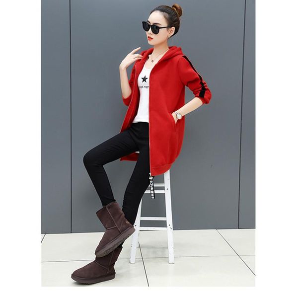 women's hoodies & sweatshirts 2021 korean fashion women sweatshirt version of autumn and winter mid-length loose solid color zipper lon, Black
women's hoodies & sweatshirts 2021 korean fashion women sweatshirt version of autumn and winter mid-length loose solid color zipper lon, Black