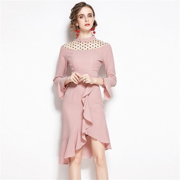 fashion elegant asymmetrical ruffles dress women summer flare sleeve mesh patchwork dot party dresses 210602, Black;gray
fashion elegant asymmetrical ruffles dress women summer flare sleeve mesh patchwork dot party dresses 210602, Black;gray