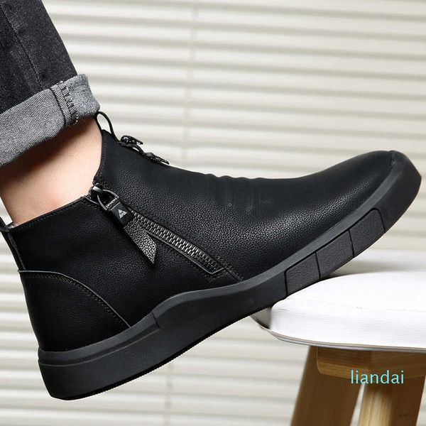 men's shoes designer leather 100% fleece lining winter warm outdoor ankle boots snow boots casual sports shoes g0910, Black
men's shoes designer leather 100% fleece lining winter warm outdoor ankle boots snow boots casual sports shoes g0910, Black