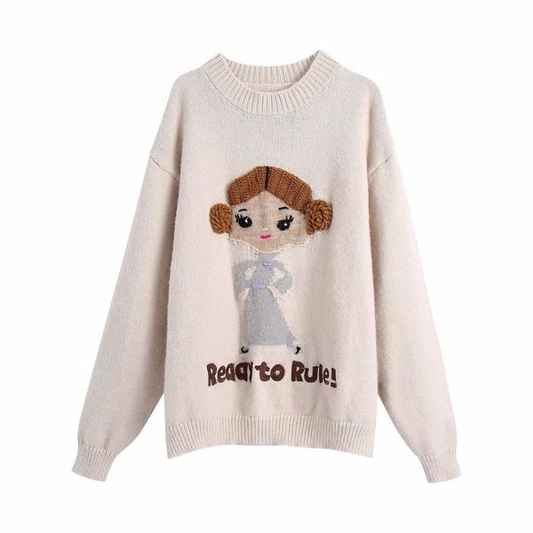 autumn winter women knit sweater oversized round neck long sleeves embroidery warm pullover 210420, White;black
autumn winter women knit sweater oversized round neck long sleeves embroidery warm pullover 210420, White;black