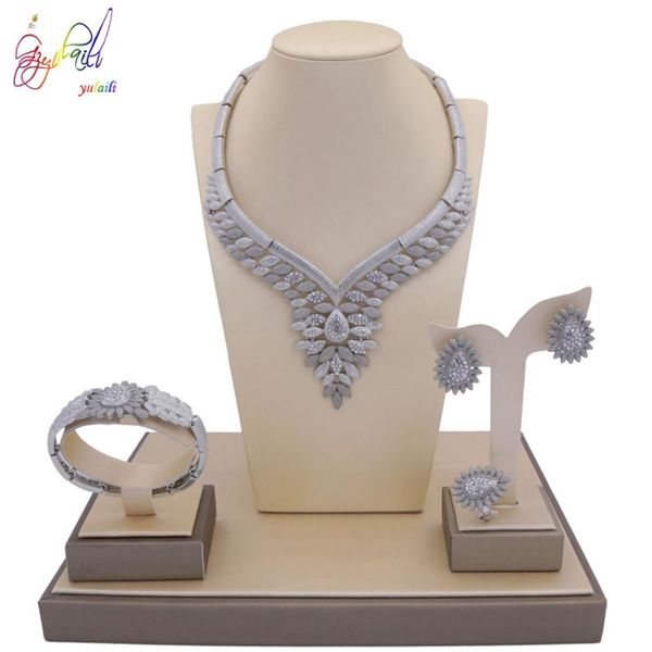 earrings & necklace yulaili fashion african wedding nigrian jewelry sets crystal choker charm bracelet ring anniversary gifts, Silver
earrings & necklace yulaili fashion african wedding nigrian jewelry sets crystal choker charm bracelet ring anniversary gifts, Silver