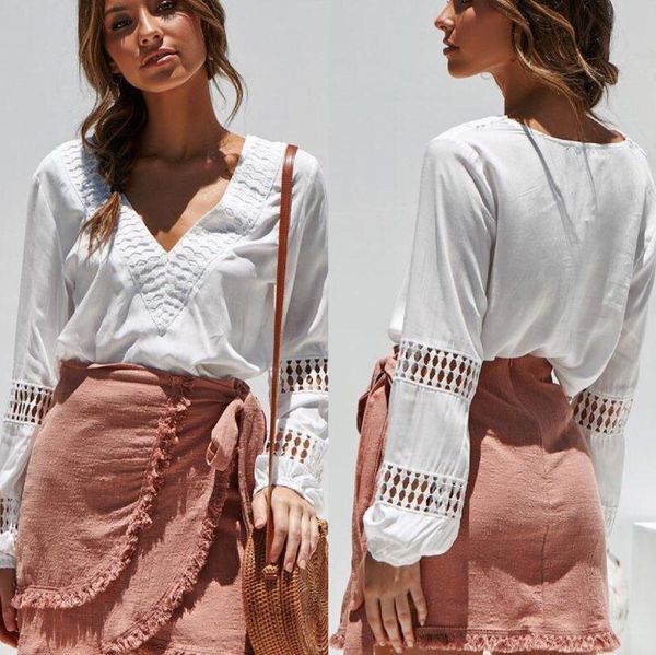 women's blouses & shirts white v neck blouse summer 2021 women hollow out long sleeve slim office lady leisure basic
women's blouses & shirts white v neck blouse summer 2021 women hollow out long sleeve slim office lady leisure basic