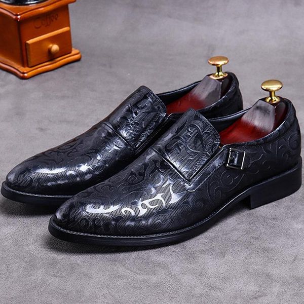 dress shoes arrival pointed toe slip on man comfortable genuine leather office loafers pattern monk strap men's flats ss728, Black
dress shoes arrival pointed toe slip on man comfortable genuine leather office loafers pattern monk strap men's flats ss728, Black