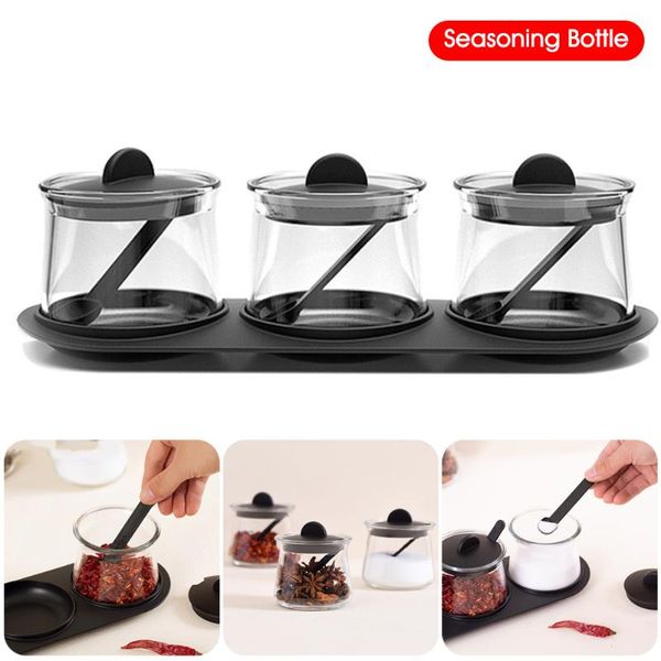 storage bottles & jars 3pcs/set seasoning box with lid glass condiment canister spoons and base spice salt sugar chili container
storage bottles & jars 3pcs/set seasoning box with lid glass condiment canister spoons and base spice salt sugar chili container