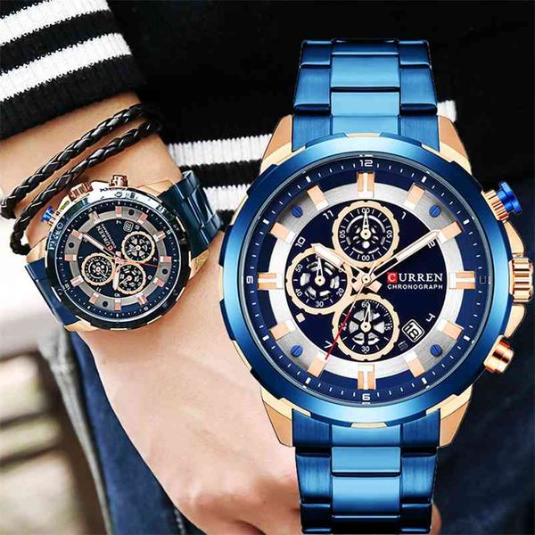 curren men's watches brand luxury waterproof men blue man wristwatch clock relogio masculino 210608, Slivery;brown
curren men's watches brand luxury waterproof men blue man wristwatch clock relogio masculino 210608, Slivery;brown