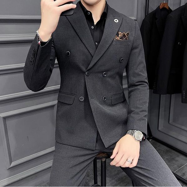 men's suits & blazers suit (jacket + pants) two-piece slim business formal wear boutique fashion clothing double breasted set, White;black
men's suits & blazers suit (jacket + pants) two-piece slim business formal wear boutique fashion clothing double breasted set, White;black