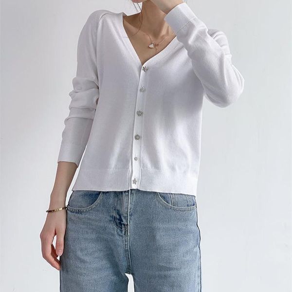 women's knits & tees 2021 early autumn v-neck knitwear cardigan heart diamond buttons ladies long sleeve simple sweater outwear, White
women's knits & tees 2021 early autumn v-neck knitwear cardigan heart diamond buttons ladies long sleeve simple sweater outwear, White