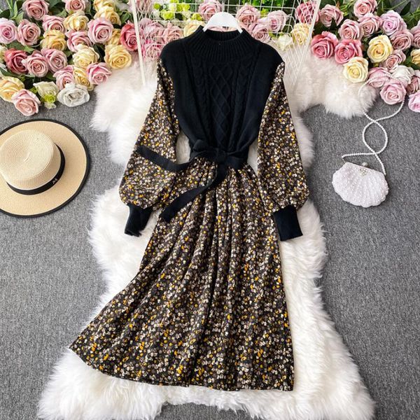 dresses vintage fake two floral print women autumn lantern sleeve ladies a-line elegant midi bandage vestidos, Black;gray
dresses vintage fake two floral print women autumn lantern sleeve ladies a-line elegant midi bandage vestidos, Black;gray
