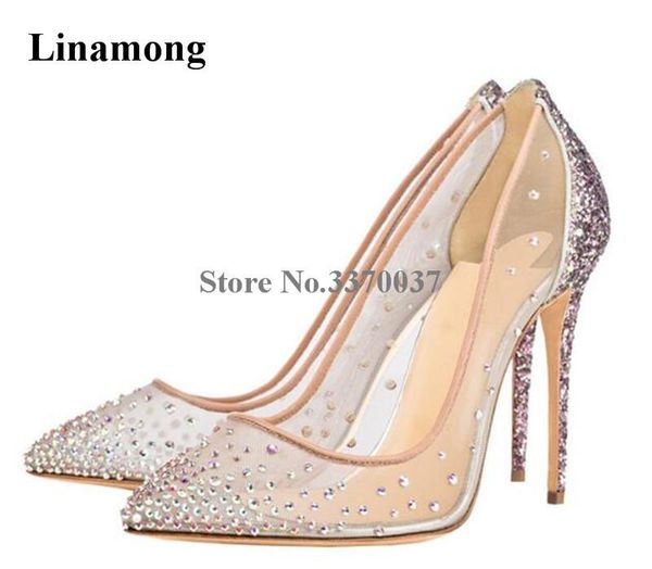 dress shoes brand design women fashion pointed toe mesh rhinestone thin heel pumps sequined crystal high heels wedding, Black
dress shoes brand design women fashion pointed toe mesh rhinestone thin heel pumps sequined crystal high heels wedding, Black