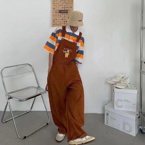 men's pants 2021 retro casual corduroy college style overalls loose brown/navy color work trousers salopettes romper jumpsuit, Black
men's pants 2021 retro casual corduroy college style overalls loose brown/navy color work trousers salopettes romper jumpsuit, Black