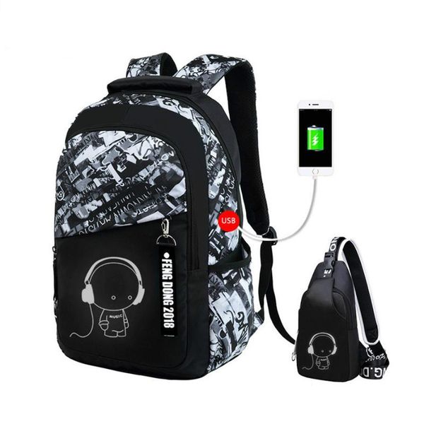 luminous school bags waterproof large backpack for teenagers bagpack glowing boy student chest bag set
luminous school bags waterproof large backpack for teenagers bagpack glowing boy student chest bag set