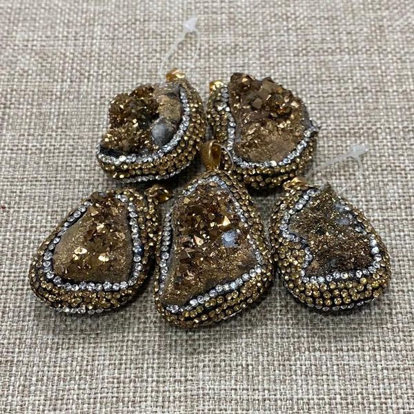 charms 1 piece of natural stone inlaid with diamonds gold crystal pendant irregular shape ornaments diy necklace jewelry making, Bronze;silver
charms 1 piece of natural stone inlaid with diamonds gold crystal pendant irregular shape ornaments diy necklace jewelry making, Bronze;silver