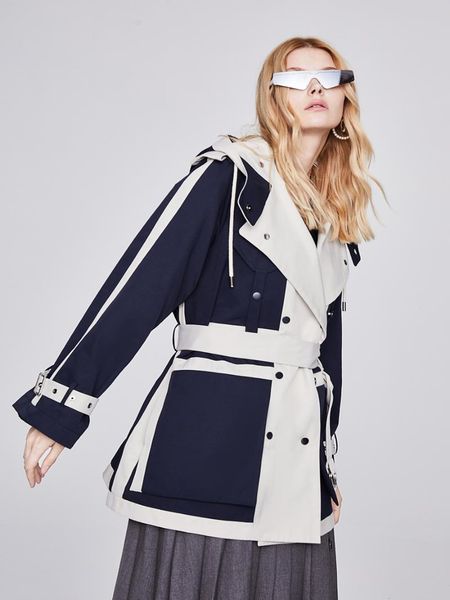 women's trench coats medium length color blocking coat women fashion double-breasted belt autumn spring clothing female, Tan;black
women's trench coats medium length color blocking coat women fashion double-breasted belt autumn spring clothing female, Tan;black