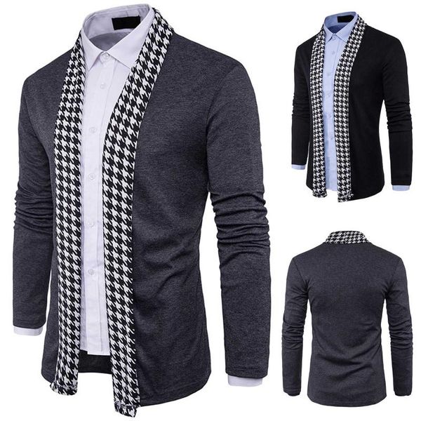 men's sweaters retro sweater cardigan stitching contrast color long-sleeved slim-fit jacket outer wear versatile fit, White;black
men's sweaters retro sweater cardigan stitching contrast color long-sleeved slim-fit jacket outer wear versatile fit, White;black