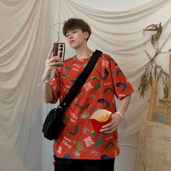 men's summer short-sleeved t-shirt male students korean loose wild hip-hop half-sleeved clothes for men hong kong style tshirts 210526, White;black
men's summer short-sleeved t-shirt male students korean loose wild hip-hop half-sleeved clothes for men hong kong style tshirts 210526, White;black