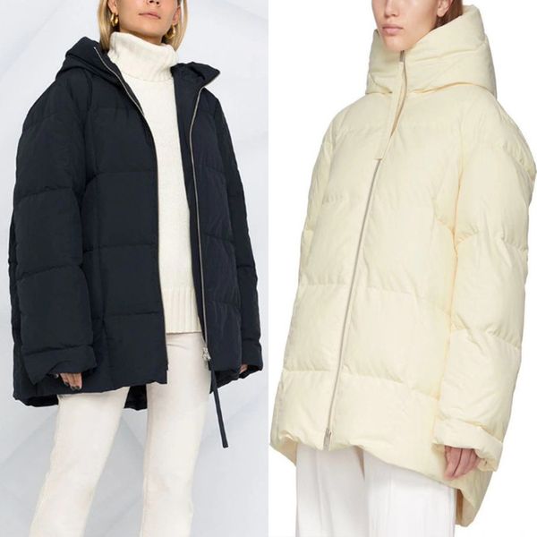 21 winter queen gull same silhoute hooded zipper 90 white duck down pock loose cotton et, Black
21 winter queen gull same silhoute hooded zipper 90 white duck down pock loose cotton et, Black