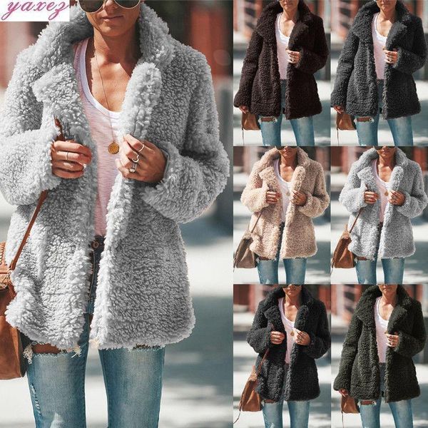 women's wool & blends suit-dress loose coat 2021 solid color lapel long sleeve thickening grain down overcoat c229, Black
women's wool & blends suit-dress loose coat 2021 solid color lapel long sleeve thickening grain down overcoat c229, Black