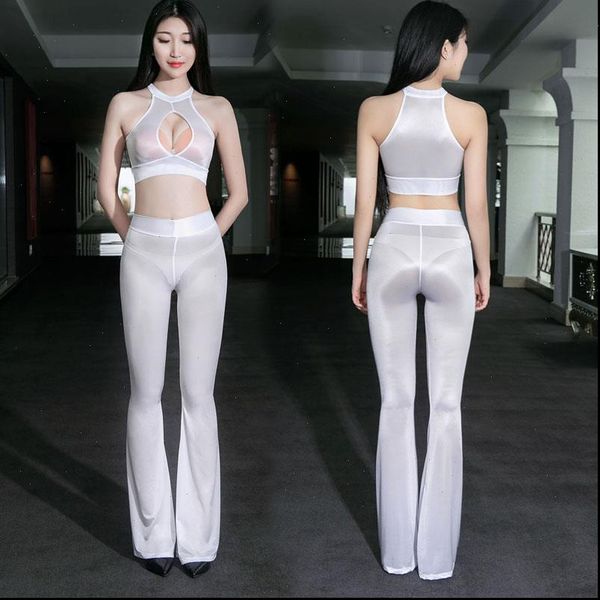 women capris shiny flare pants elasticity smooth hips high waist sheer see through tight candy, Black;white
women capris shiny flare pants elasticity smooth hips high waist sheer see through tight candy, Black;white