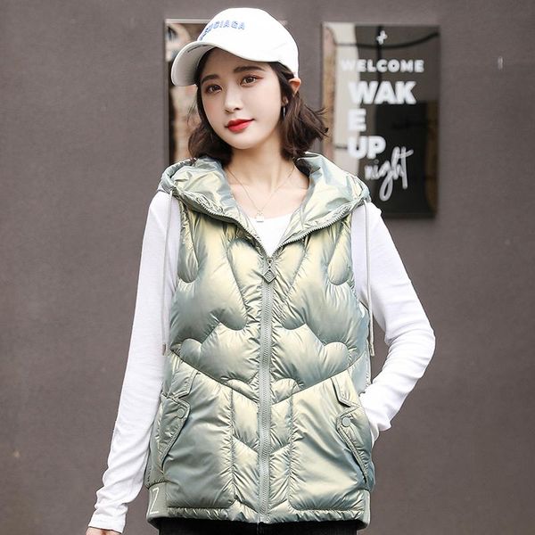 women's vests 2021 fashion winter vest hooded short solid cotton padded sleeveless jacket women thick loose waistcoat, Black;white
women's vests 2021 fashion winter vest hooded short solid cotton padded sleeveless jacket women thick loose waistcoat, Black;white